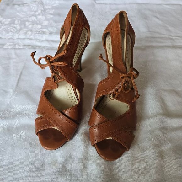 Brioks Brothers Womens Genuine Leathe High Heels Open Toe Size 7 - Picture 5 of 11